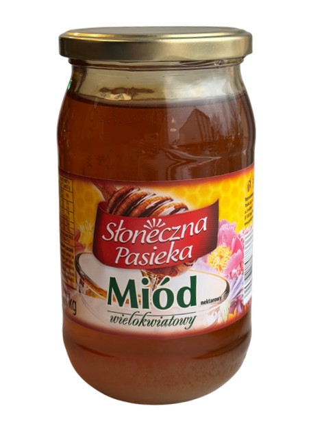 Miod wielokwiatowy/ Multiflower Honey 1kg Glass Jar 