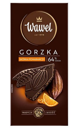 Czekolada ciemna 64% z pomarancza/ Dark Chocolate w/ Orange 
