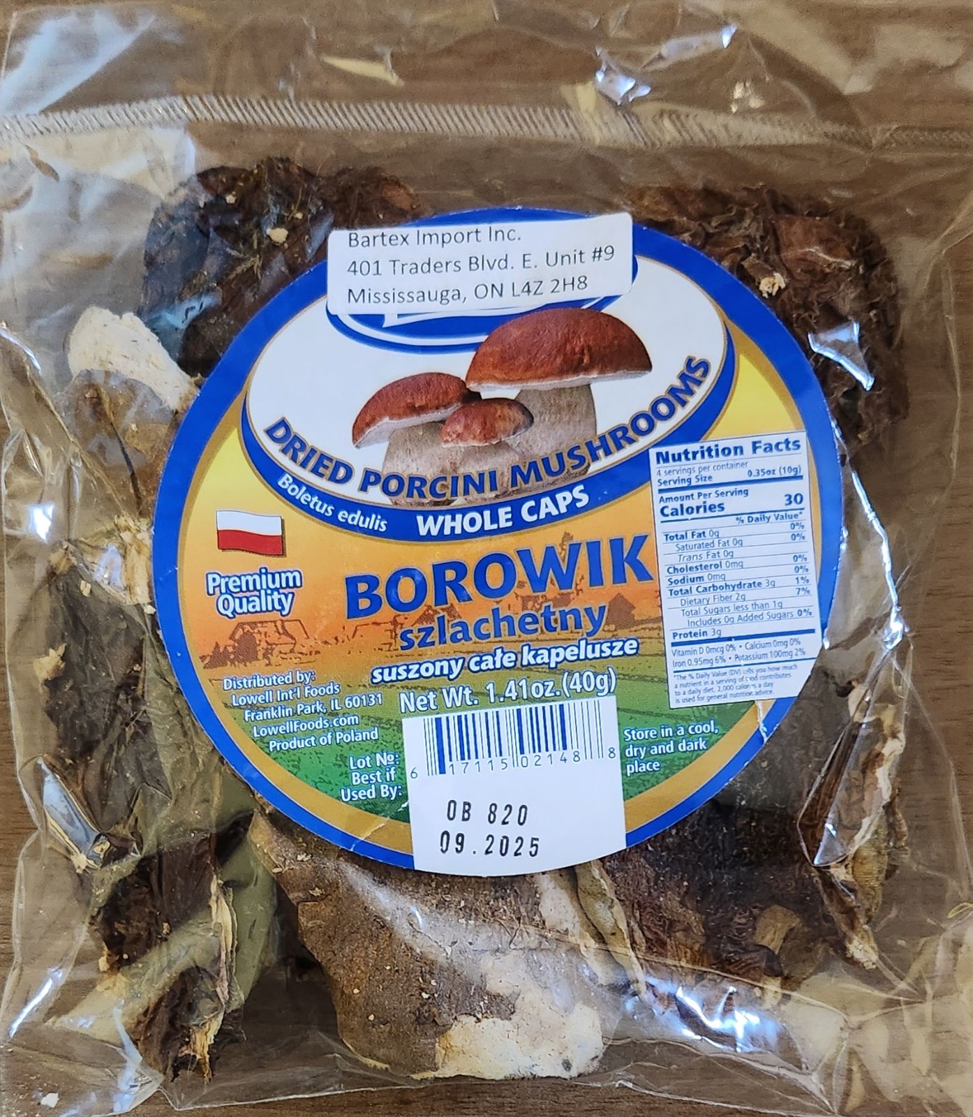 Grzyby borowik szlachetny Cale Kapelusze / Dried Mushroom Porcini Whole Caps 