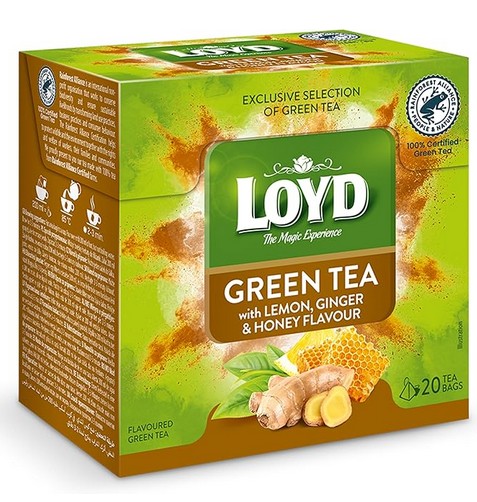 Green Tea with Lemon, Ginger, Honey / Herbata zielona piramidki cytryna miod imbir 