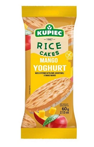 Wafle  ryzowe w polewie jogurtowej o smaku MANGO / Rice cakes with mango flavoured yoghurt coating 60 g 