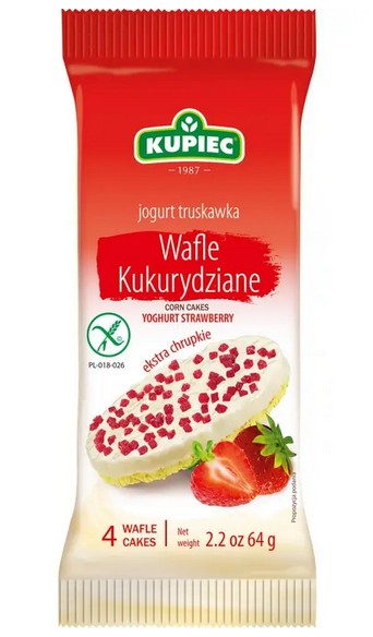 Wafle kukurydziane z jogurtem i truskawka / Corn cakes yoghurt strawberry 64g