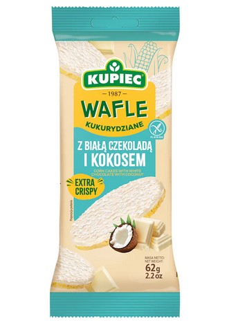 Wafle kukurydziane z czekolada biala i kokosem/ Corn cakes chocolate coconut  62g