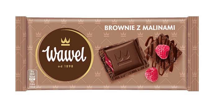 Czekolada Brownie z malinami / Chocolate Brownie with Raspberries 100g