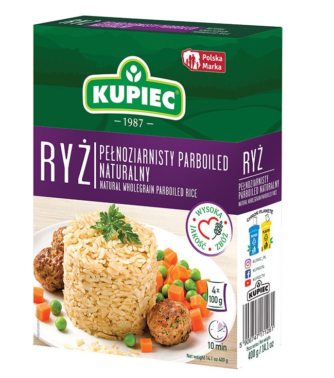 K Ryz naturalny  pelnoziarnisty parboiled / Natural wholegrain parboiled rice 4 x 100g