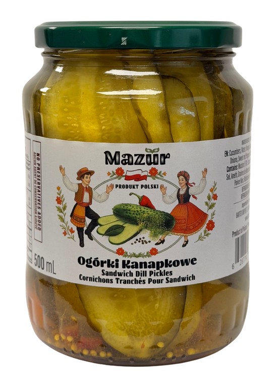 Sandwich Dill Pickles in jar / Ogorki kanapkowe 500 ML