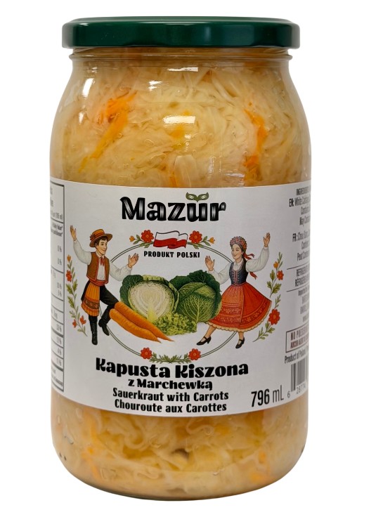 Sauerkraut with Carrots in jar / Kapusta kiszona z marchewka 796 ML