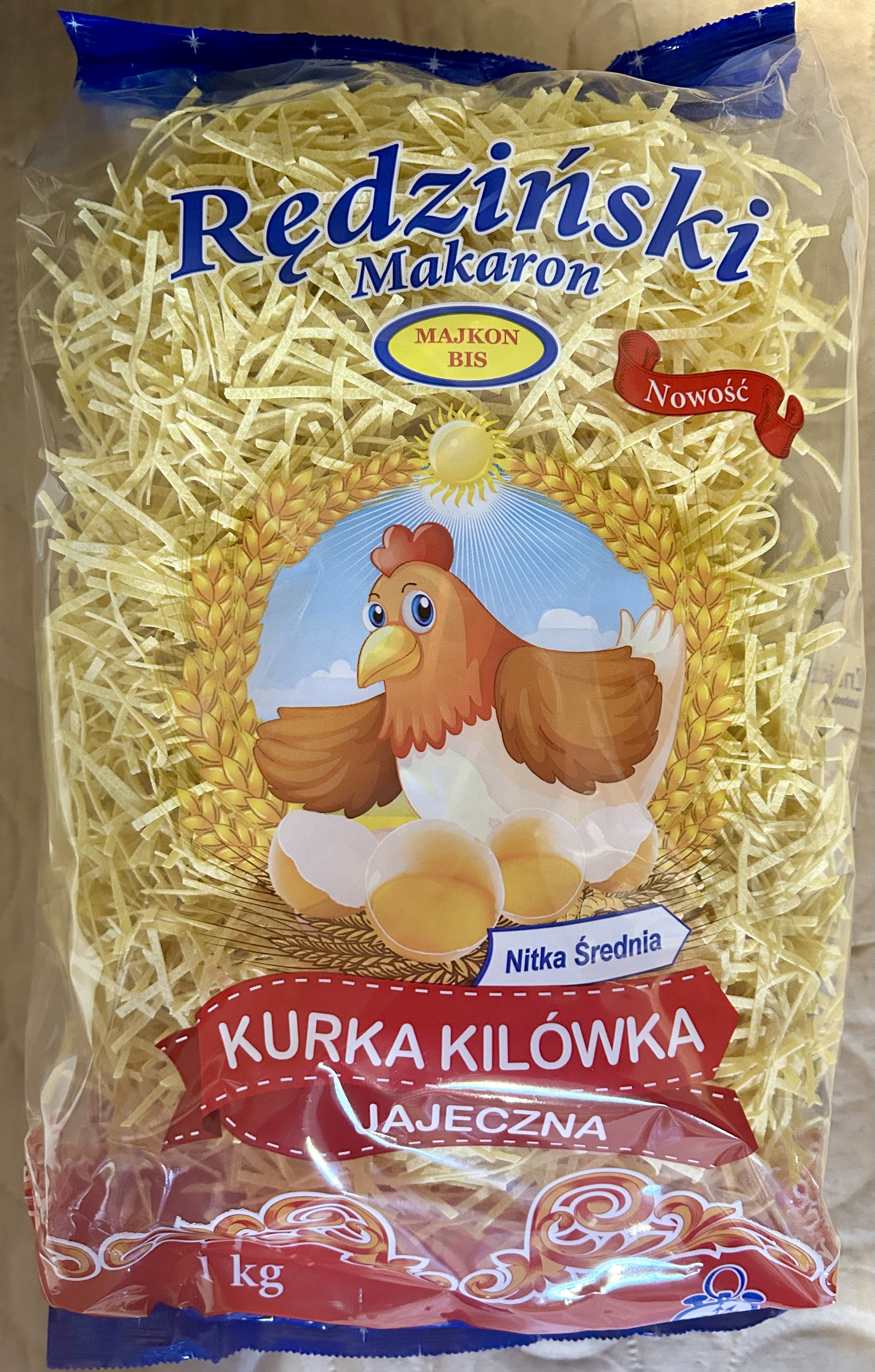 Makaron 1kg Kurka Kilowka (nitka srednia)/ Medium Thread Egg Noodles #338 